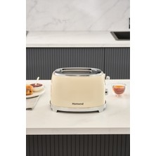 Krem Renkli Ekmek Kızartma Makinesi, Şık ve Kullanışlı Tasarım