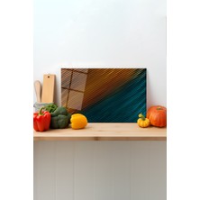 Turuncu Yeşil Soyut Cam Kesme Tahtası, Silikon Ayaklı, Sunum ve Doğrama