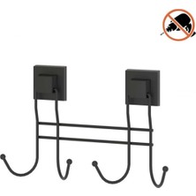 Tekno Tel EF-252 Siyah 4'lü Askı Bornozluk | Yapışkanlı/vidalı Deliksiz Metal Banyo Havluluğu