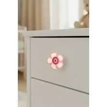 Pembe Papatya Çocuk Odası Mobilya Kulbu - Tek Vidalı - Polyester Dolap ve Çekmece Kulpu