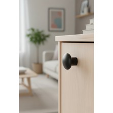 Mat Siyah Plastik Mantar Düğme Mobilya Kulpu - Tek Vidalı - Dolap ve Çekmece Kulpu