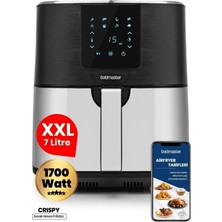 Yüksek Kapasiteli Siyah Hava Fritözü, 1700W, Inoks, 7 Litre