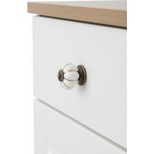 Tomurcuk Porselen Mobilya Kulpu Tekli Düğme Beyaz Antik Çekmece Dolap Kolu