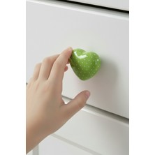 Porselen Çocuk Odası Yeşil Kalp Mobilya Kulpu Seramik Çekmece Dolap Düğmesi