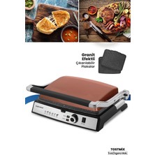 Paslanmaz Çelik Tost ve Izgara Makinesi 2000W, Granit Plakalı, Çok Fonksiyonlu