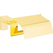 Tema Premium Kapaklı Tuvalet Kağıtlığı Altın | Paslanmaz Wc Kağıtlık Lüks Aksesuar 5 Yıl Garanti