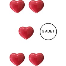 5 Adet Porselen Çocuk Odası Kırmızı Kalp Mobilya Kulpu Seramik Çekmece Dolap Düğmesi (55X45 Mm)