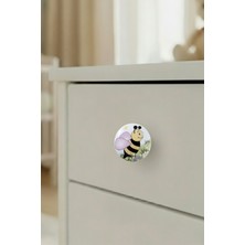 Porselen Arı Desenli Çocuk Odası Mobilya Kulpu Seramik Çekmece Dolap Düğmesi (50 mm Büyük Boy)