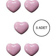 5 Adet Porselen Çocuk Odası Pembe Kalp Mobilya Kulpu Seramik Çekmece Dolap Düğmesi (55X45 Mm)