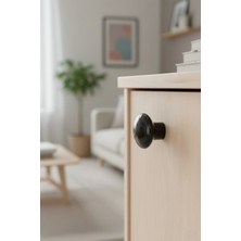 Siyah Plastik Mantar Düğme Mobilya Kulpu - Tek Vidalı - Dolap ve Çekmece Kulpu