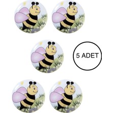 5 Adet Porselen Arı Desenli Çocuk Odası Mobilya Kulpu Seramik Çekmece Dolap Düğmesi