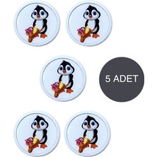 5 Adet Penguen Çocuk Odası Mobilya Kulbu Seti - Abs Plastik Tekli Düğme Dolap ve Çekmece Kulpları