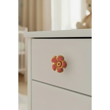 Yavruağzı Papatya Çocuk Odası Mobilya Kulbu - Tek Vidalı - Polyester Dolap ve Çekmece Kulpu
