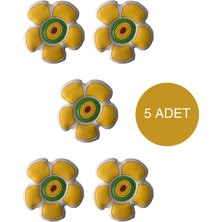 5 Adet Sarı Papatya Çocuk Odası Mobilya Kulbu Seti - Tek Vidalı Dolap ve Çekmece Kulpları