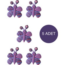 5 Adet Mor Kelebek Çocuk Odası Mobilya Kulbu Seti - Tek Vidalı Dolap ve Çekmece Kulpları