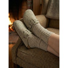 Mycorni Hakiki Yün Keçe Sabo Terlik Kapalı – Ortopedik Mantar Tabanlı Unisex Ev Terliği