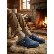 Mycorni Hakiki Yün Keçe Sabo Terlik Kapalı – Ortopedik Mantar Tabanlı Unisex Ev Terliği