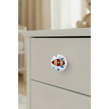 Porselen Roket Çocuk Odası Mobilya Kulbu - Tekli Düğme - Dolap ve Çekmece Kulpu