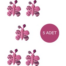 5 Adet Pembe Kelebek Çocuk Odası Mobilya Kulbu Seti - Tek Vidalı Dolap ve Çekmece Kulpları