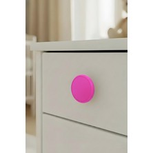 Pembe Çocuk Odası Mobilya Kulbu - 55 mm - Abs Plastik Tekli Düğme Dolap ve Çekmece Kulpu