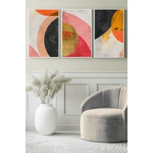 Altın Dokunuşlu Dairesel Formlar 3’lü Kanvas Tablo