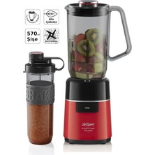 Arzum Kırmızı 1l Sürahi ve 570ML Şişe ile 500W Güçlü Çok Fonksiyonlu Blender