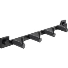 Tema Prima 4'lü Banyo Askılığı Mat Siyah | Paslanmaz Bornozluk Havluluk Vidalı 5 Yıl Garantili