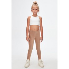 Lovetti Bej Kız Çocuk Cepli Fitilli Kadife Tayt