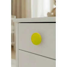 Sarı Çocuk Odası Mobilya Kulbu - 55 mm - Abs Plastik Tekli Düğme Dolap ve Çekmece Kulpu