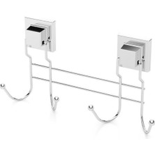 Tekno Tel EF-252 Krom 4'lü Askı Bornozluk | Yapışkanlı/vidalı Deliksiz Metal Banyo Havluluğu