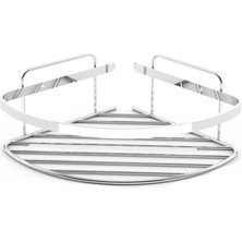 Tema Tek Katlı Köşelik Şampuanlık Krom | Paslanmaz Çelik 304 Duş Rafı Banyo Organizeri (18X18 Cm)