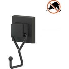 Tekno Tel EF-237 Siyah Tekli Askı Bornozluk | Yapışkanlı/vidalı Deliksiz Metal Banyo Askılığı