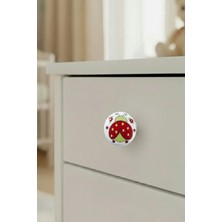 Porselen Uğur Böceği Desenli Çocuk Odası Mobilya Kulpu Seramik Çekmece Dolap Düğmesi