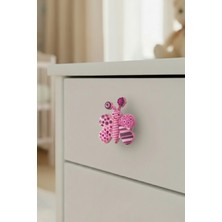 Pembe Kelebek Çocuk Odası Mobilya Kulbu - Tek Vidalı - Polyester Dolap ve Çekmece Kulpu