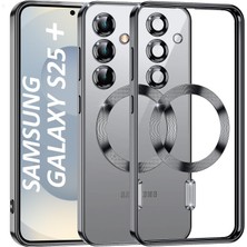 Teknomoda Samsung Galaxy S25 PLUS Kılıf Kamera Lens Korumalı Renkli Magsafe Şeffaf Silikon Siyah