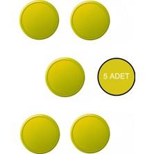 5 Adet Sarı Çocuk Odası Mobilya Kulbu Seti - Abs Plastik Tekli Düğme Dolap ve Çekmece Kulpları
