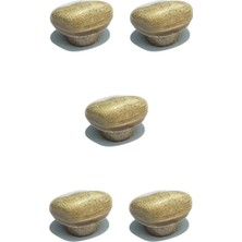 5 Adet Porselen Taş Düğme Açık Kahverengi Seramik Mobilya Kulpu Çekmece Dolap Kolu (4.5 Cm)