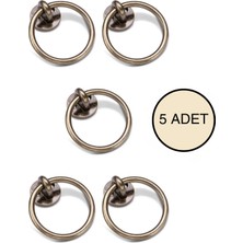 5 Adet Halka Sarkaç Kulp Seti - Üstten Vidalı Sandalye Arkası ve Mobilya Kulbu - 60 mm Antik Sarı