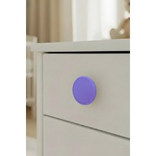 Mor Çocuk Odası Mobilya Kulbu - 55 mm - Abs Plastik Tekli Düğme Dolap ve Çekmece Kulpu