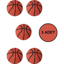 5 Adet Basket Topu Çocuk Odası Mobilya Kulbu Seti - Polyester - Tek Vidalı Dolap ve Çekmece Kulpları