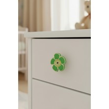 Yeşil Papatya Çocuk Odası Mobilya Kulbu - Tek Vidalı - Polyester Dolap ve Çekmece Kulpu