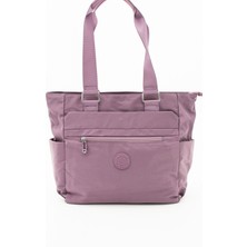 Sanmorris Kadın Çok Gözlü Kullanışlı Suya Dayanıklı Saten Kumaş Koyu Mor Renk El ve Omuz Çantası