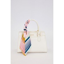 Levidor Beyaz Fular Askı Süslü Omuz Çantası