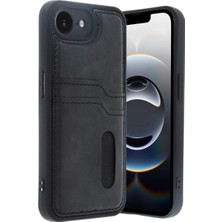 Eco Port Iphone 16E Kılıf Sara Kartvizitli Deri Kılıf - Siyah