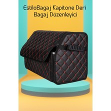 Trobus Estilobagaj Kapitone Deri Oto Bagaj Düzenleyici Siyah Kırmızı