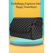 Trobus Estilobagaj Kapitone Deri Oto Bagaj Düzenleyici Siyah Beyaz