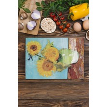 Kalın Temperli Cam Kesme Tahtası, 21X30CM, Sanat Serisi, Doğrama Yüzeyi