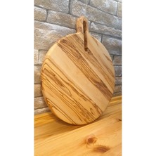 Doğal Ahşap Pizza ve Peynir Sunum Tahtası, 35 Cm, Yuvarlak, Şık Tasarım