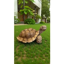 Libre Design Dekoratif 30 cm Büyük Boy Kahverengi Kablumbağa Ev Balkon Bahçe Dekorasyonu Heykel Biblo