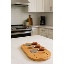 Bambu Peynir Sunum Tahtası ve Paslanmaz Bıçak Seti Mıknatıslı